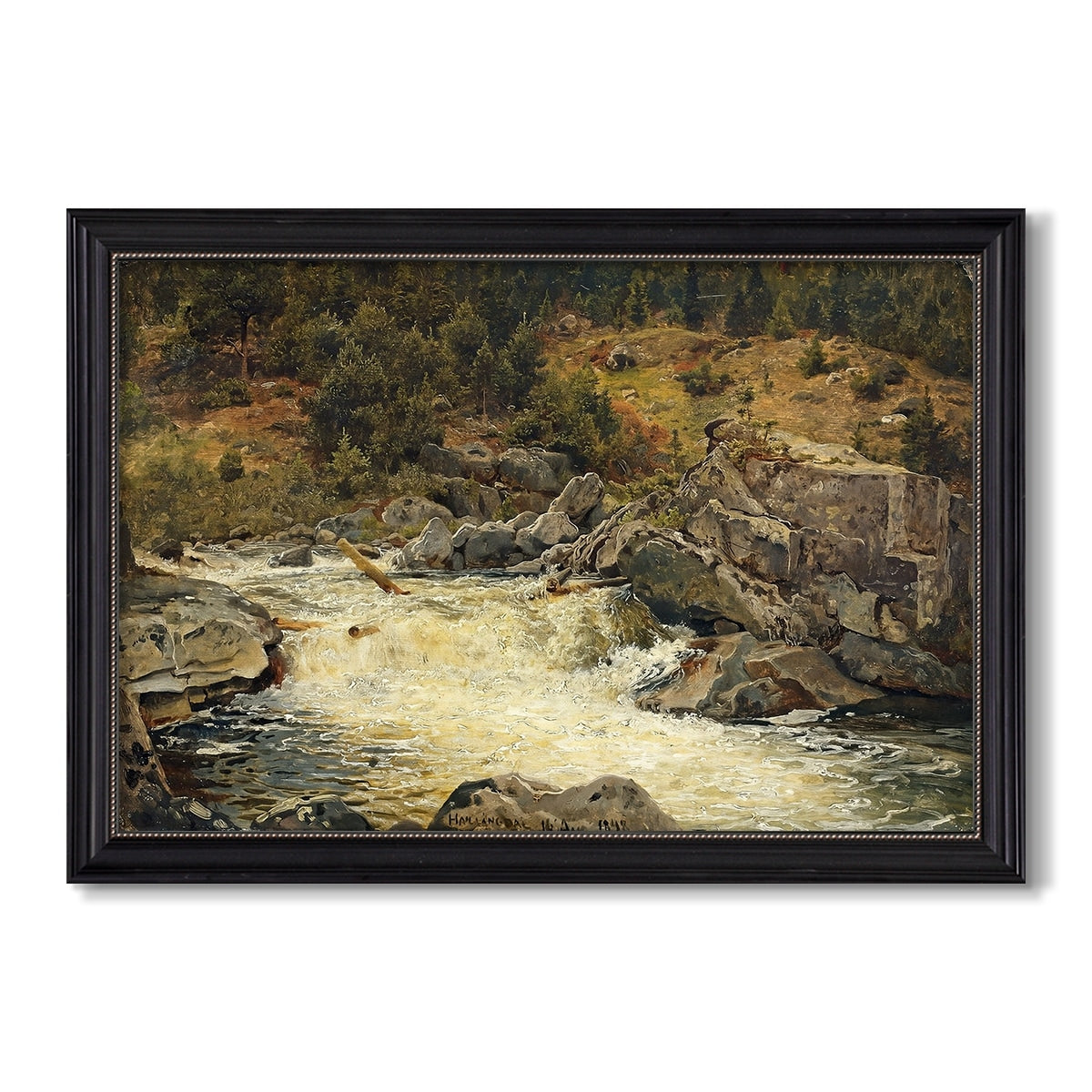 Mountain Stream Hallingdal 1848 Hans Gude Custom Framed Canvas