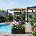 Movable Raised Garden Bed Planter Box With Trellis And Lockable Wheels