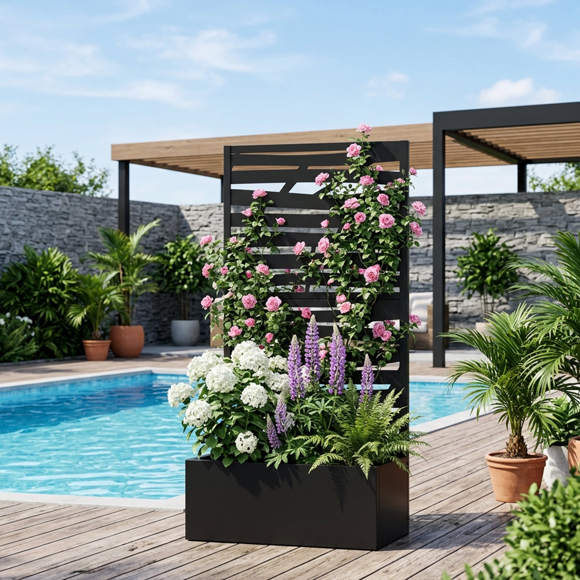 Movable Raised Garden Bed Planter Box With Trellis And Lockable Wheels