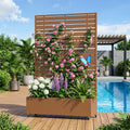 Movable Raised Garden Bed Planter Box With Trellis And Lockable Wheels