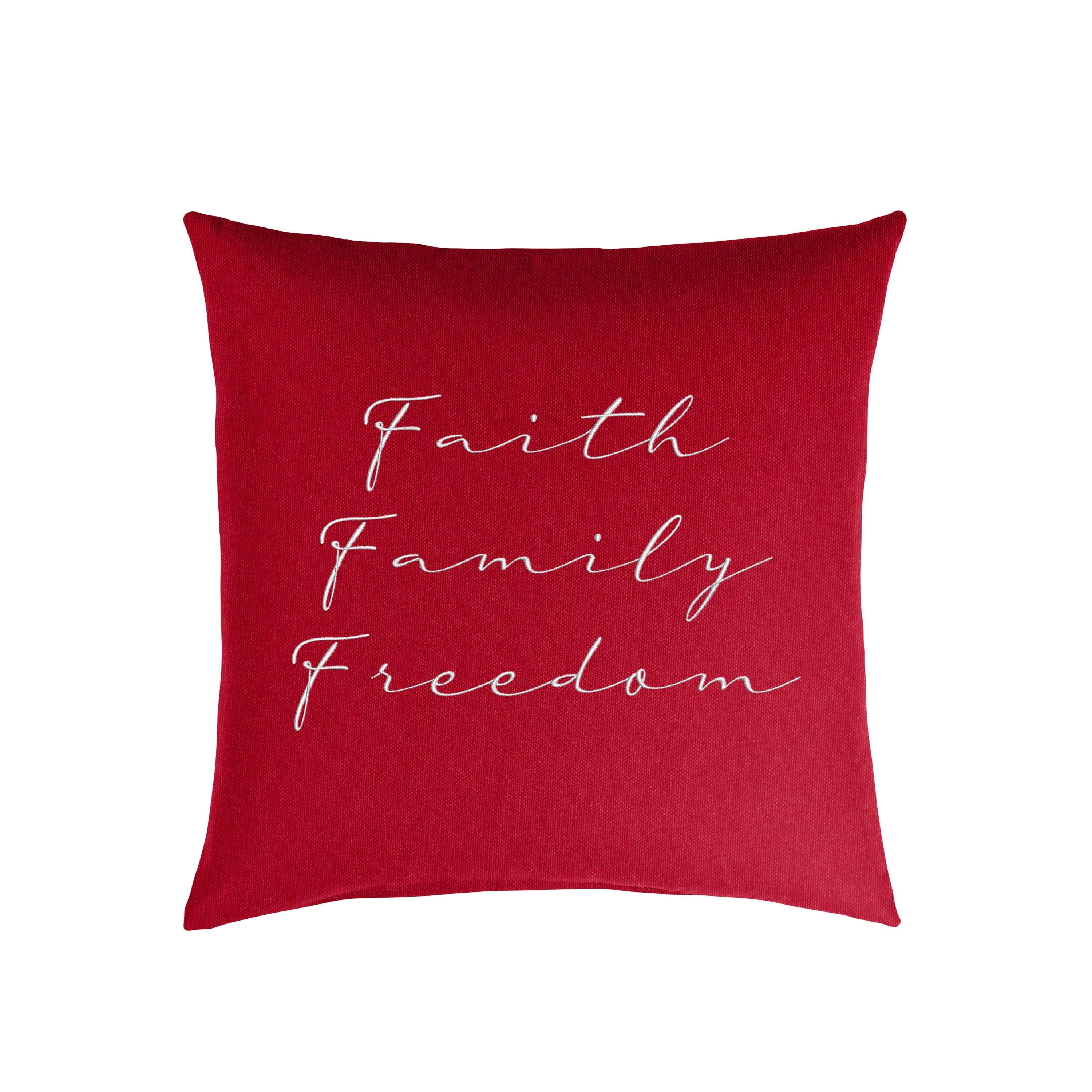 Mozaic Embroidered Faith Family Freedom Indoor Outdoor Square Pillow