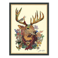 Empire Art Mr. Deer Hand Made Signed Art Collage By Ead Artists Co Op Under Tempered Glass In Black Frame