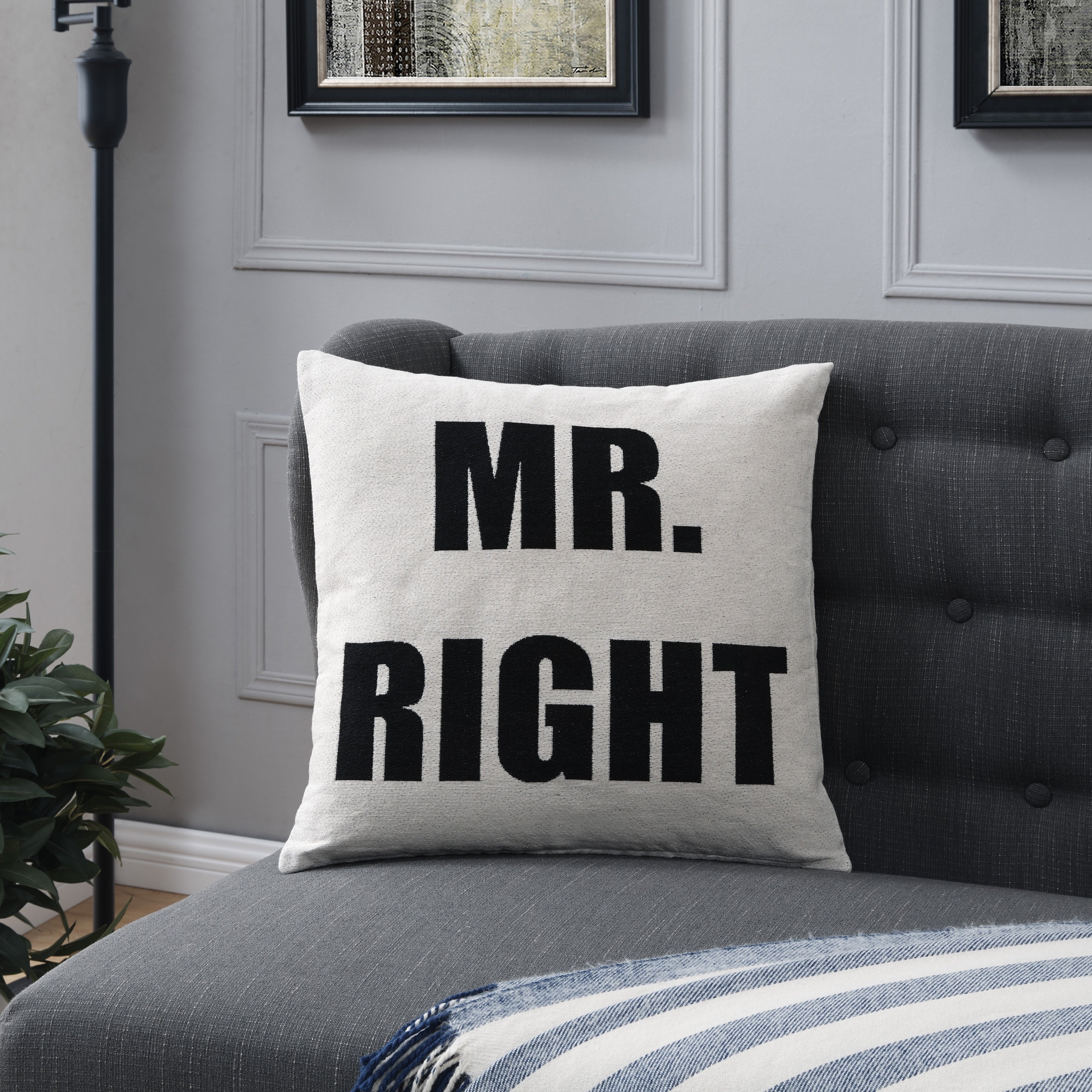 Mr. Right Decorative Toss Throw Accent Pillow By Danya B.