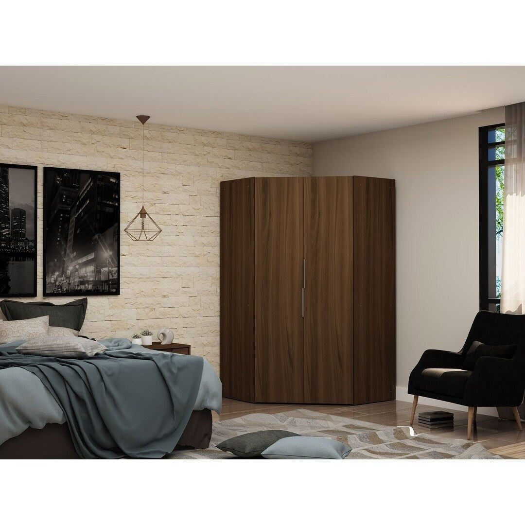 Mulberry 2.0 Modern Corner Wardrobe Closet With 2 Hanging Rods