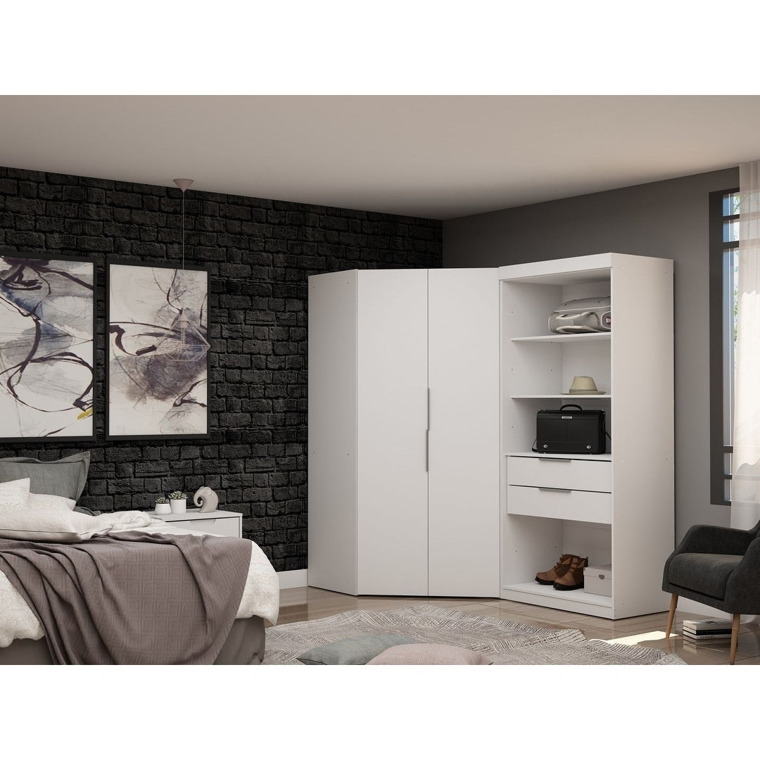Mulberry 2.0 Semi Open 2 Sectional Modern Wardrobe Corner Closet Set Of 2