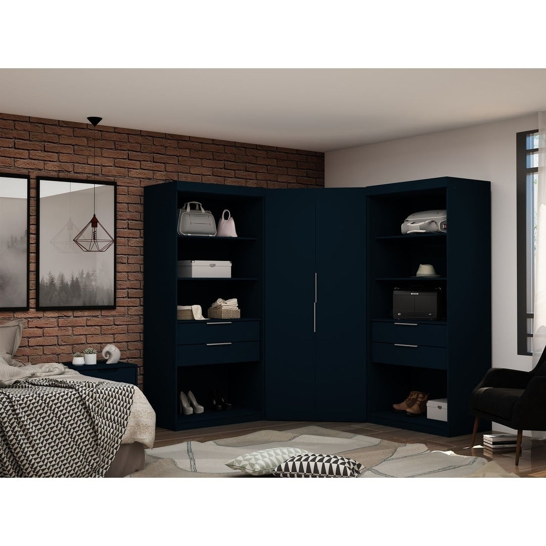 Mulberry 2.0 Semi Open 3 Sectional Modern 4 Drawer Wardrobe Corner Closet Set Of 3