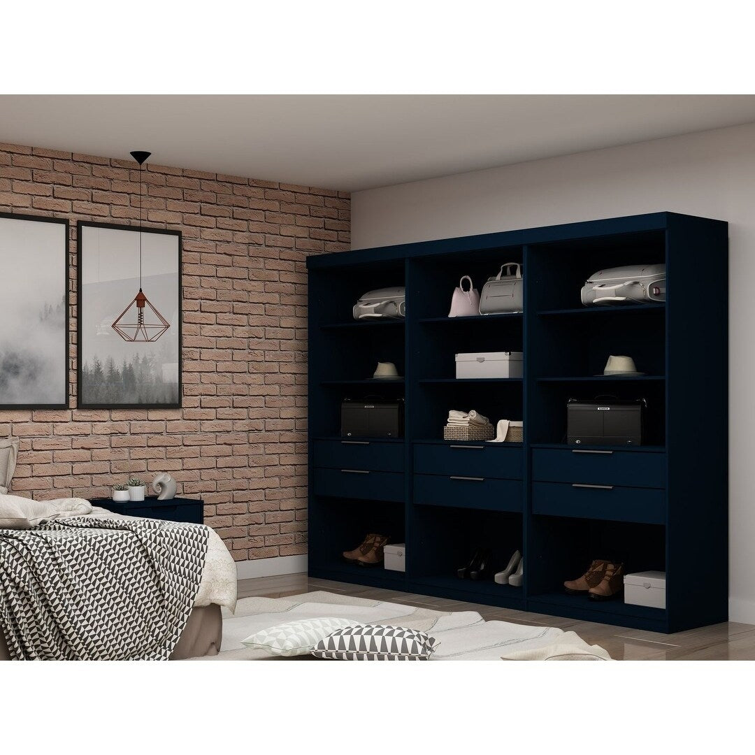 Mulberry Open 3 Sectional Modem Wardrobe Closet With 6 Drawers