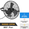 Mule 20 Inch Wet Rated Outdoor Wall Mount Fan With Matte Black Finish And 3 Speed Motor 20 Inch