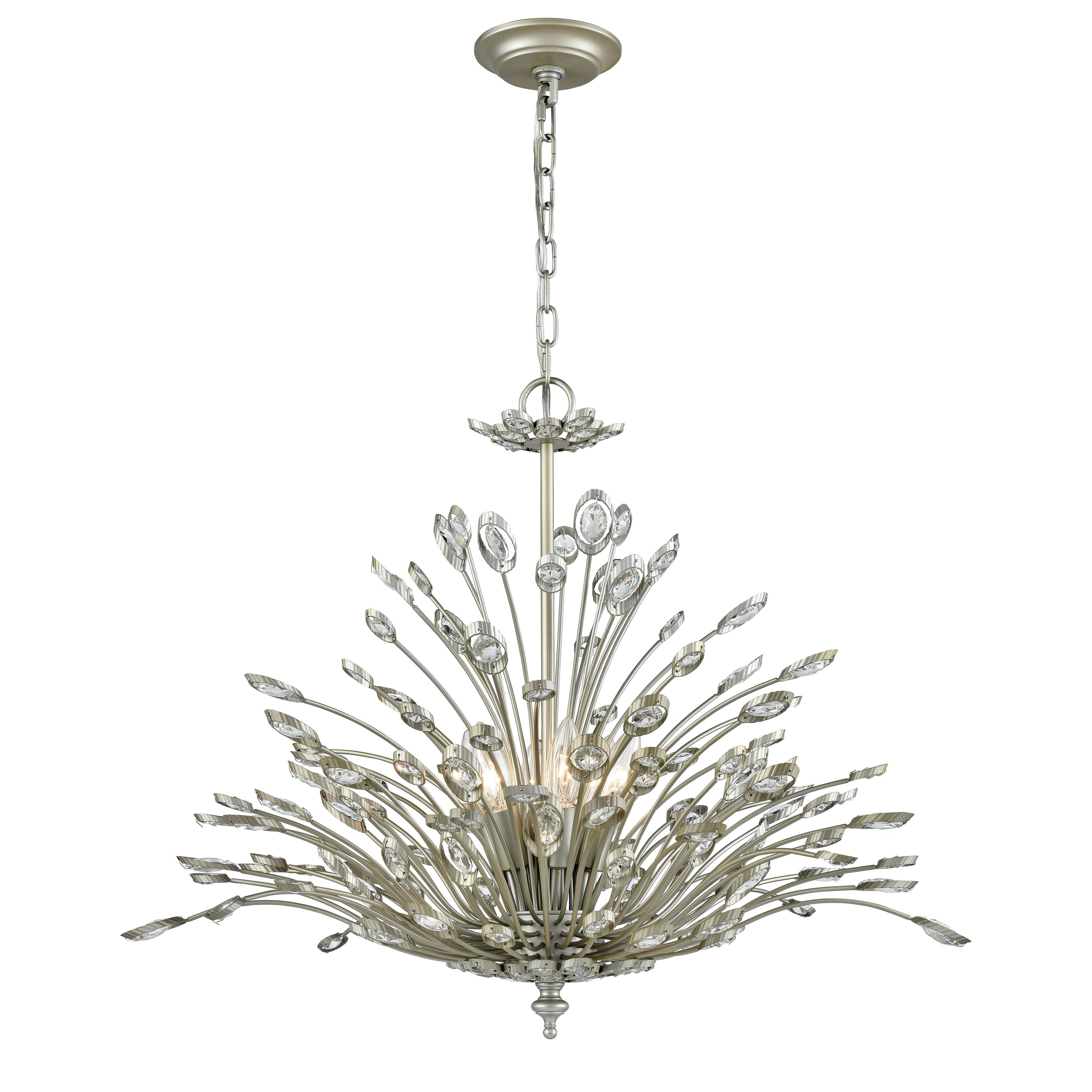 Mullica 28 Inch Wide 6 Light Chandelier In Aged Silver 28In W X 28In D X 22In H