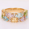 Miadora Yellow Plated Sterling Silver Topaz Rose De France Citrine Peridot Mosaic Ring