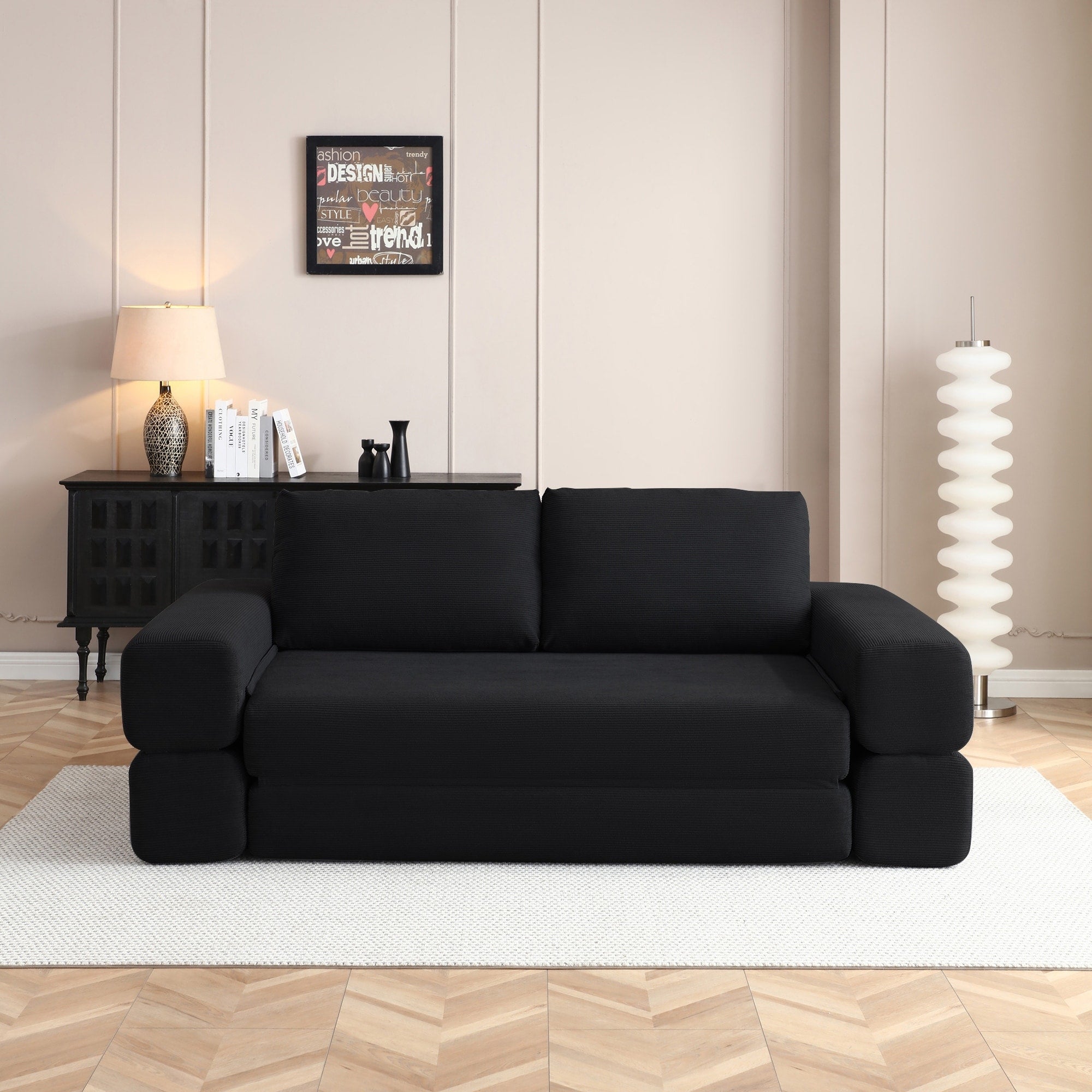 Multi Functional Folding Sofa Bed Convertible Floor Sofa Couch Black Lounge Sofa Sleeper Sofa Couch With Pillows