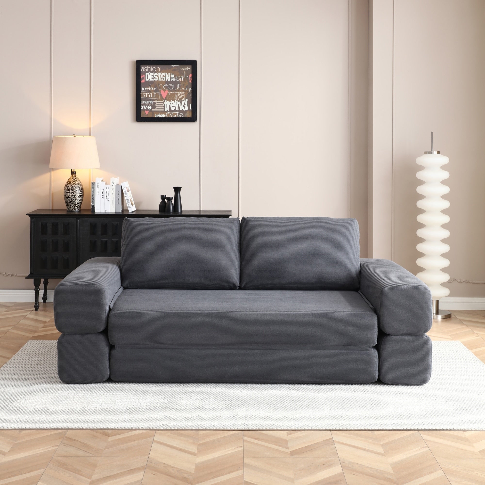 Multi Functional Folding Sofa Bed Gray Convertible Floor Sofa Couch Lounge Sofa Sleeper Sofa Couch With Pillows