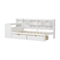 Multi Functional L Shape Bed With Storage Drawers And Built In Bookshelf