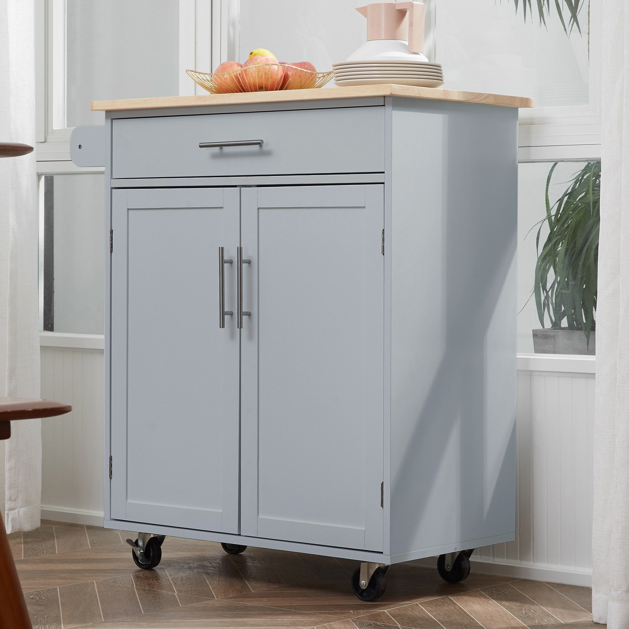 Multi Functional Mobile Kitchen Cart With Adjustable Shelf Rolling Kitchen Island With Drawer Towel Rack