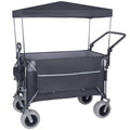 Multi Functional Push Pull Folding Wagon Cart With Rotating Handle Canopy 9 X4 Beach Tires 300L Large Capacity