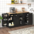 Multi Functional Storage Sideboard Extendable Dining Table Adjustable Shelves 3 Tier Pull Out Rack Kitchen Island Storage