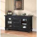 Multi Storage Wooden Sideboard With Two Glass Door Cabinets And Three Drawers Brown