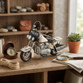 Cheungs Handcrafted Distressed Metal Police Motorcycle Figurine White And Black