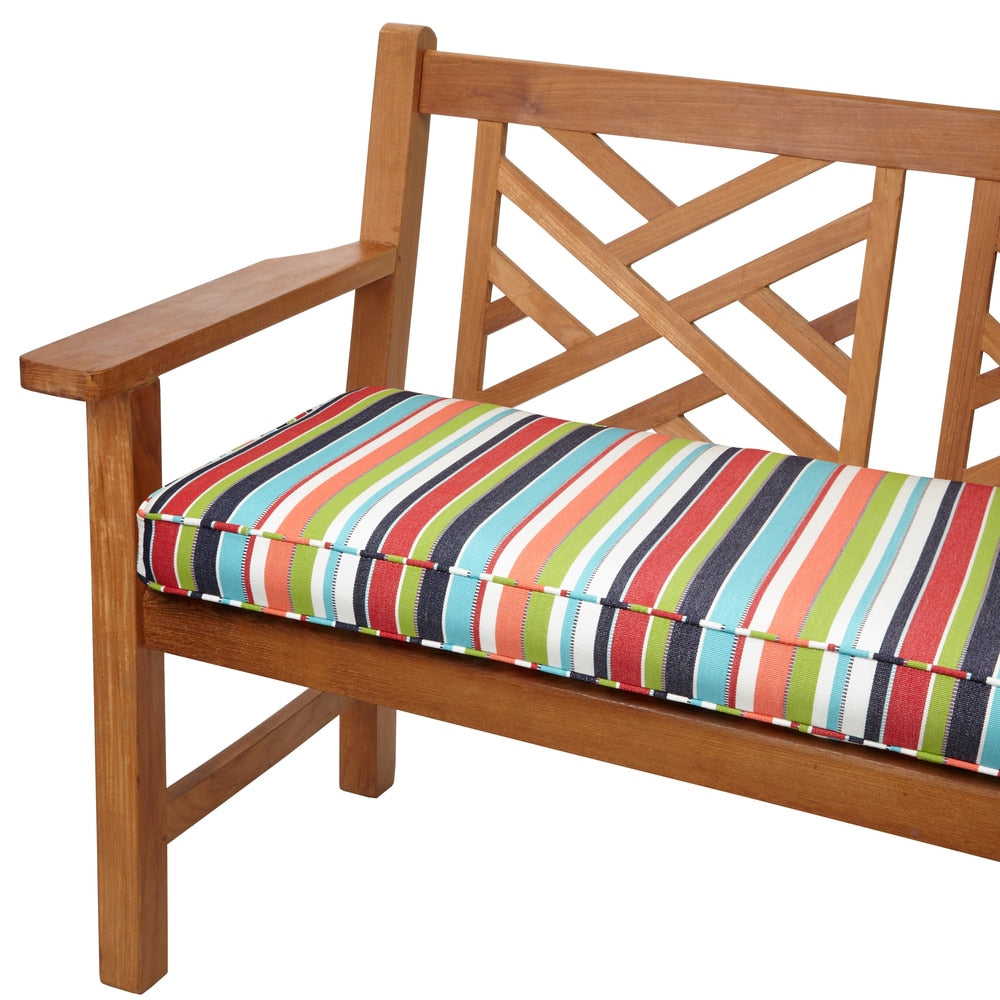 Multicolor Stripe Indoor Outdoor 48 Inch Bench Cushion With Sunbrella Fabric