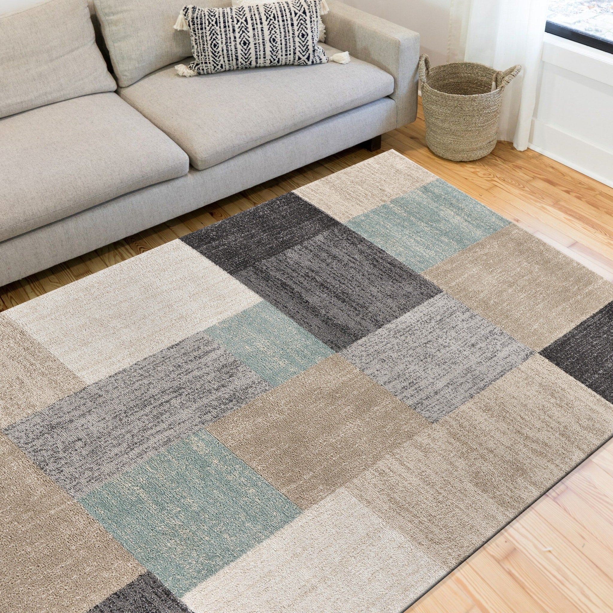 Multicolored Color Block Area Rug