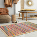 Multicolored Geometric Jute Bordered Accent Rug