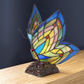 Multicolored Glass Resin Brass Butterfly Wings Accent Lamp