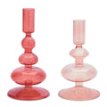 Multicolored Glass Taper Candle Holder Set Of 3