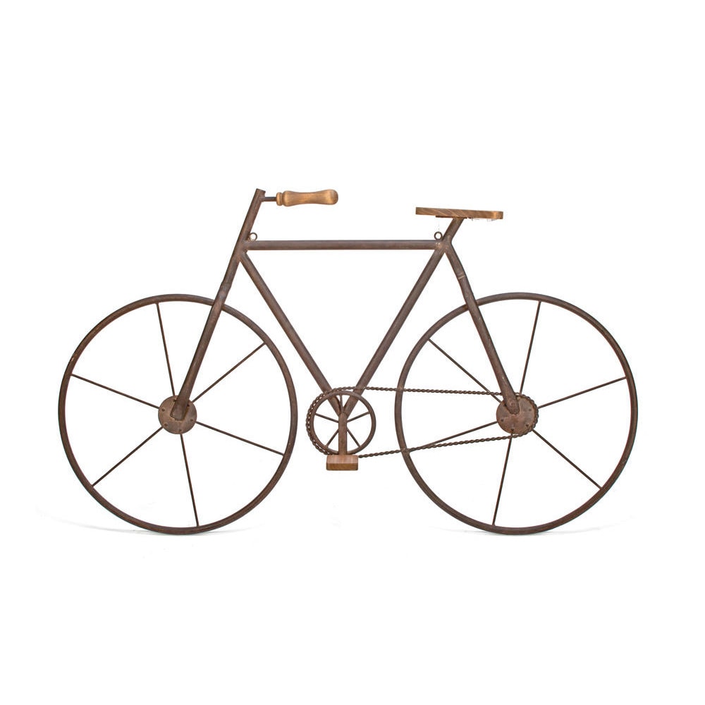 Multicolored Metal Wood Bicycle Wall Art