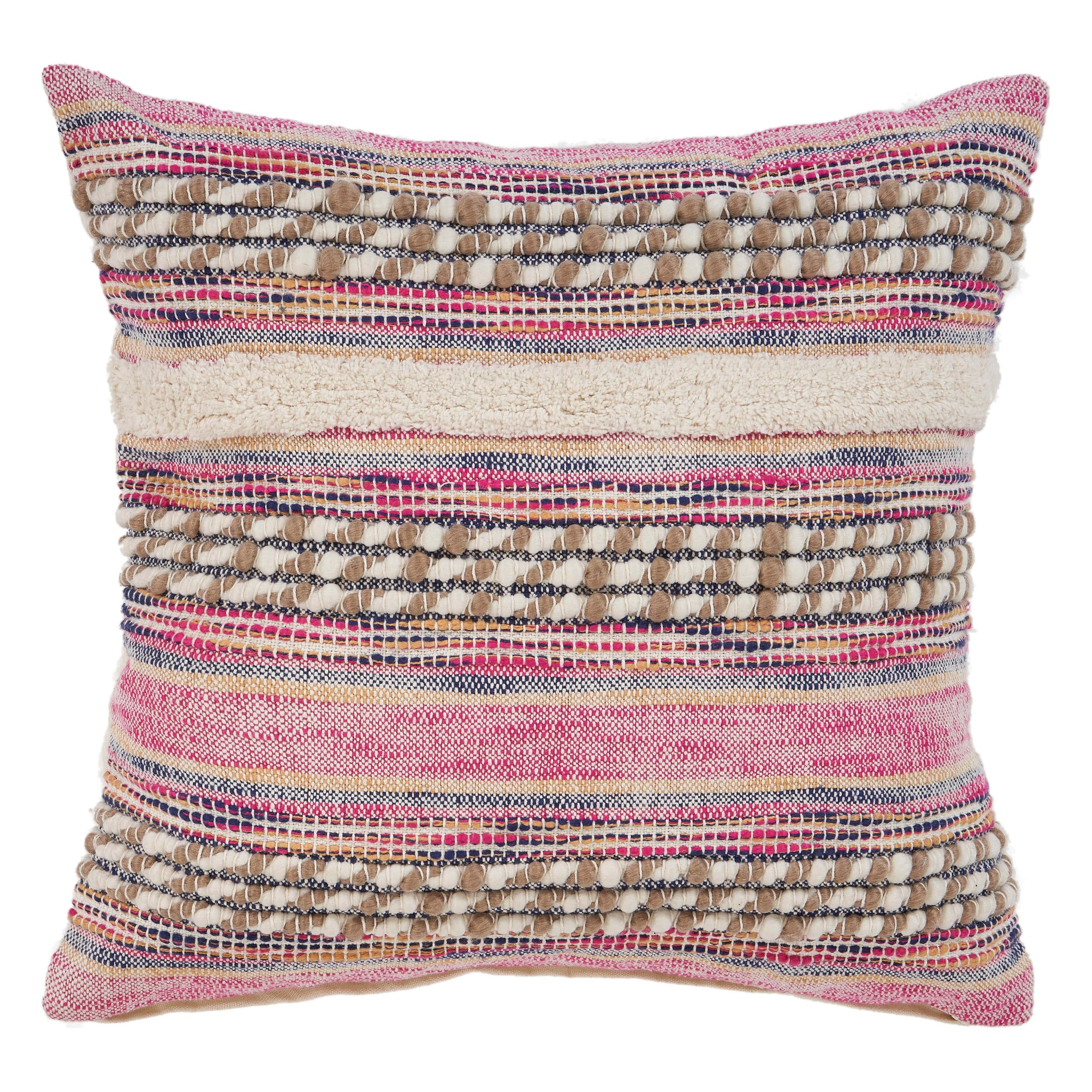 Lr Home Multicolored Pink Striped Natural Throw Pillow 18 Inch
