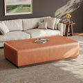 Multifunctional Brown Pu Leather Rubber Solid Wood Leg Ottoman