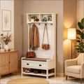 Multifunctional Entryway Hall Tree With Bench Shelves And Drawers