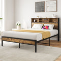 Multifunctional Full Metal Bed With Storage Headboard Charger
