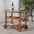 Multifunctional Wood Bar Cart With Drop Leaf Wheels Rolling Bar Cart Serving Cart With Wine Storage