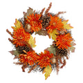 Orange Cactus Mums With Brown Acorns Autumn Spiral Vine Wreath 22 Unlit N A