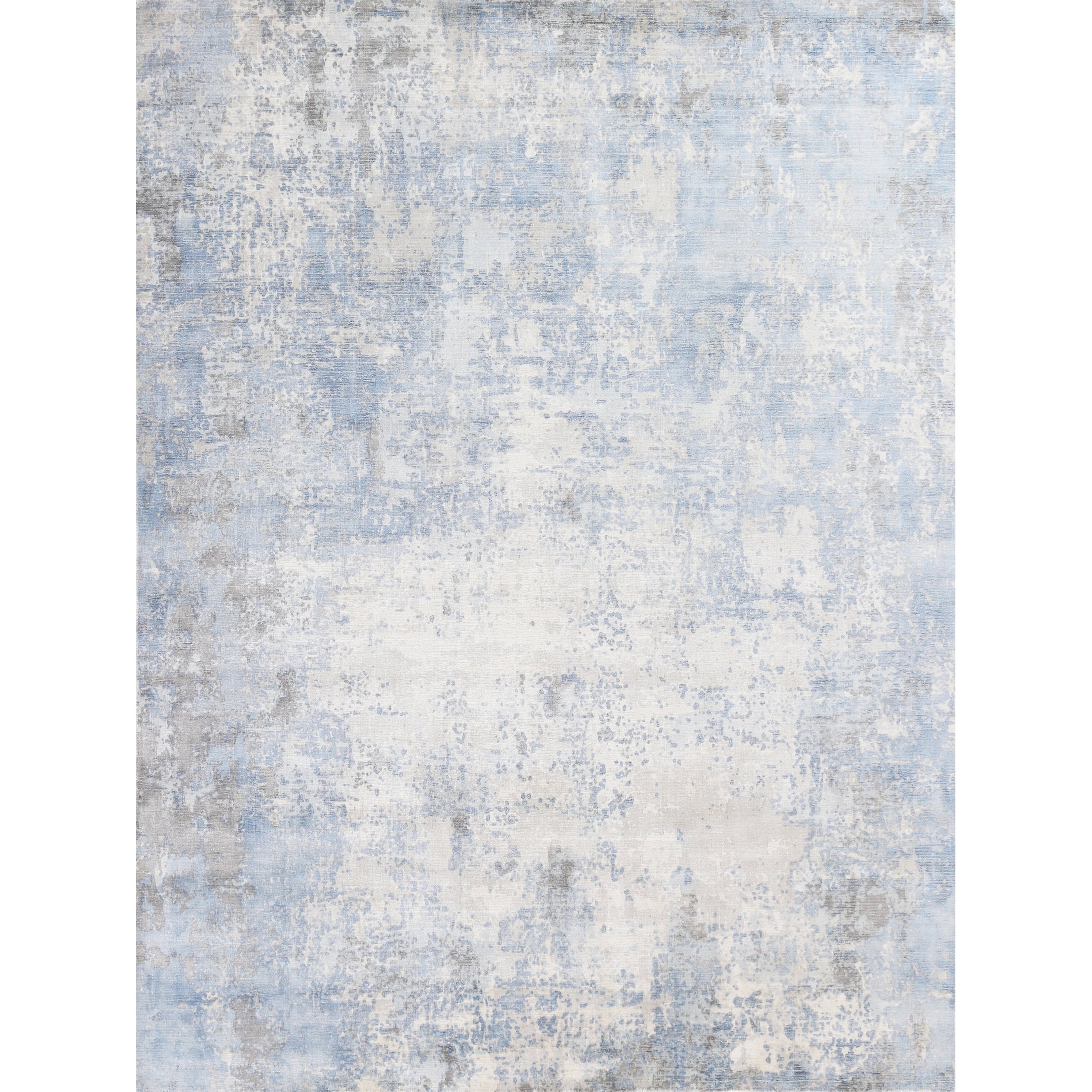 Murano Handloomed Wool Bamboo Silk Silver Blue Area Rug 15 X 20