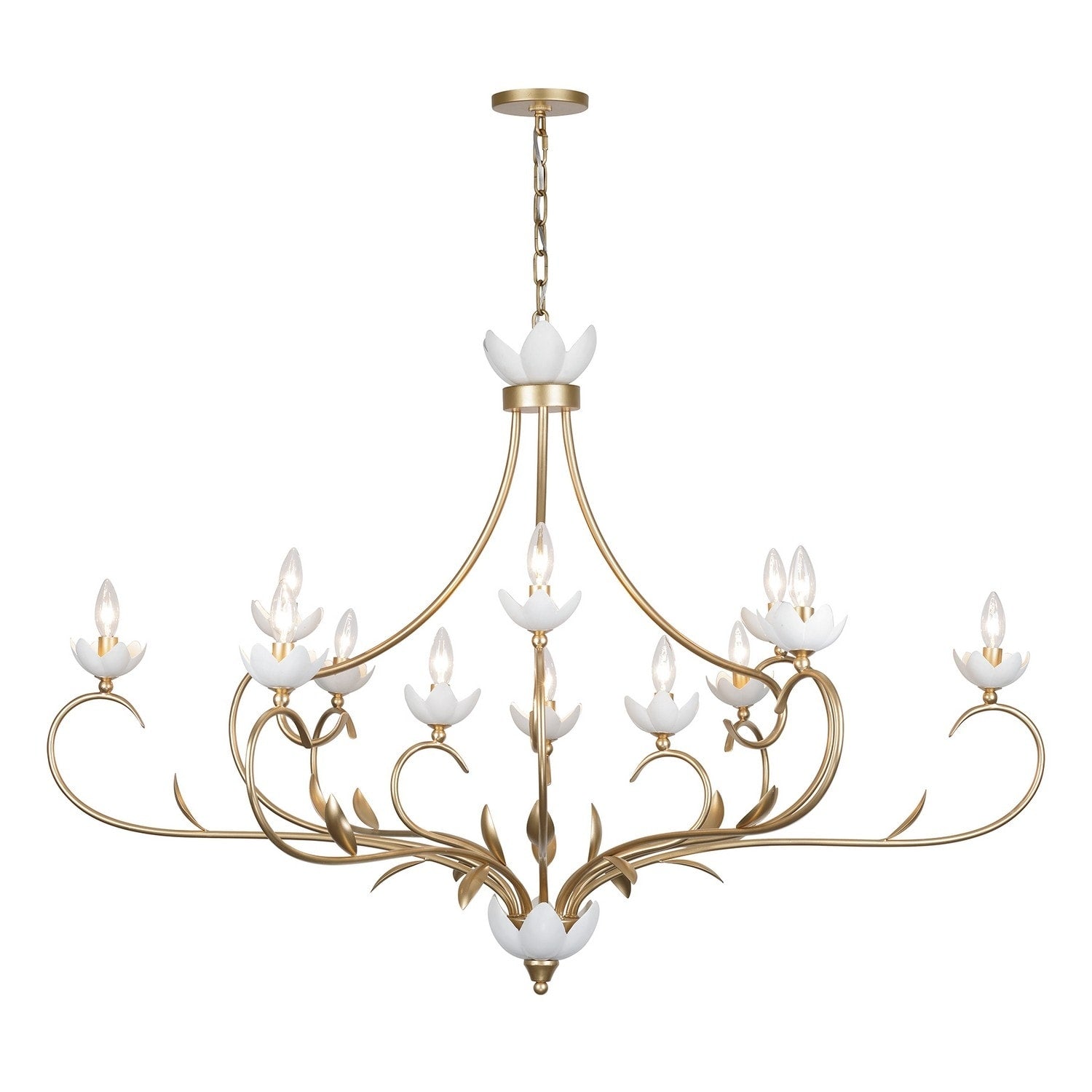 Muse 12 Light Chandelier In French Gold And White Cashmere By Breegan Jane