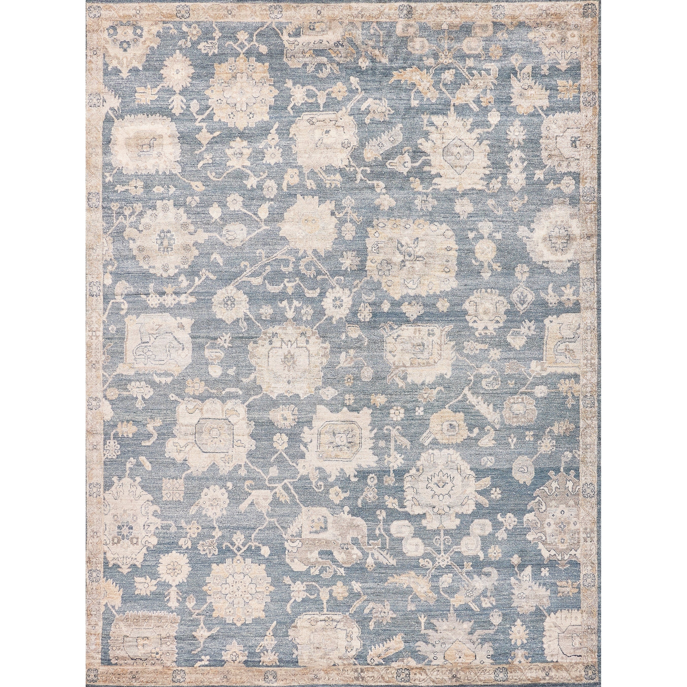 Museum Hand Knotted Bamboo Silk Blue Area Rug 5 X 13