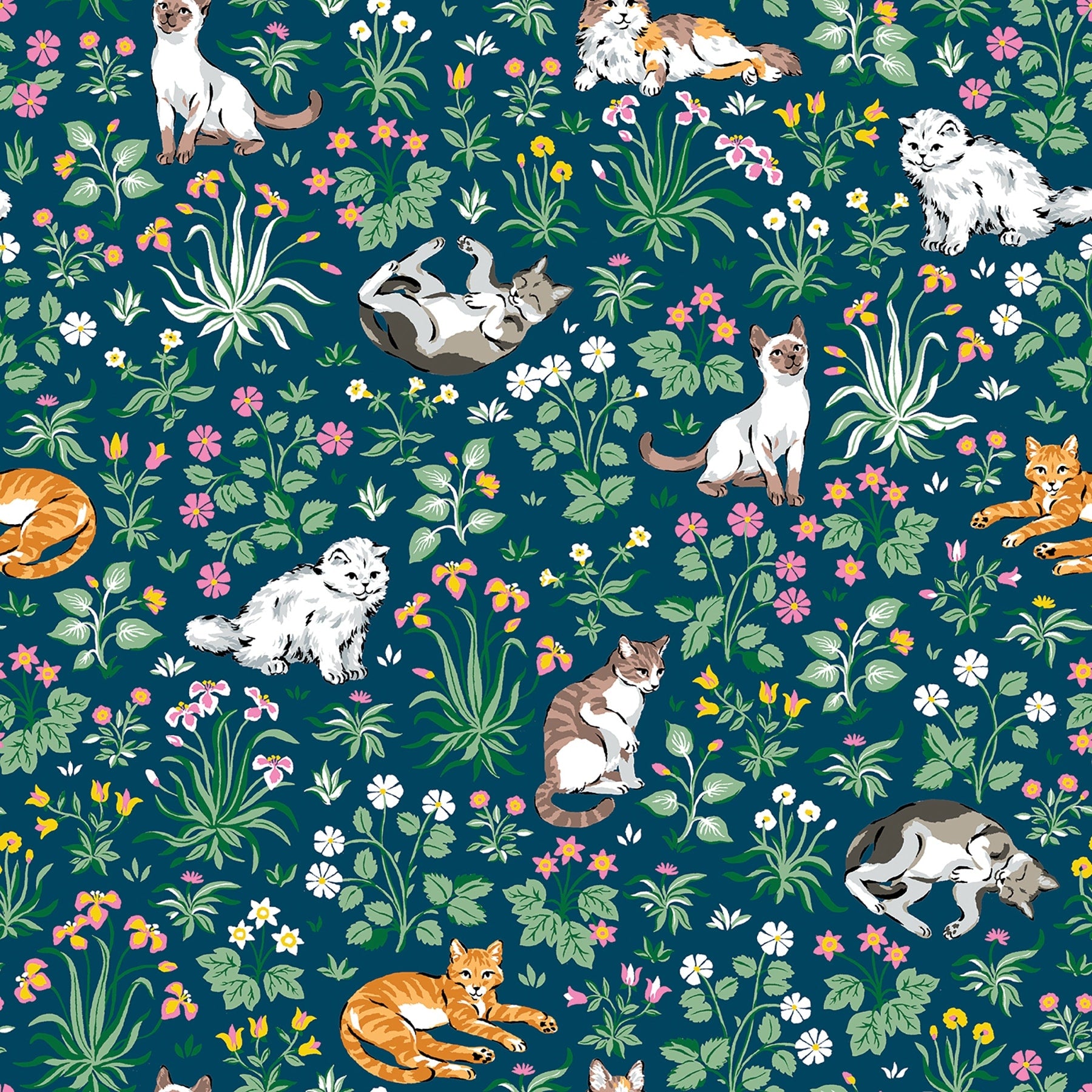 Must Love Cats Indigo Peel And Stick Wallpaper