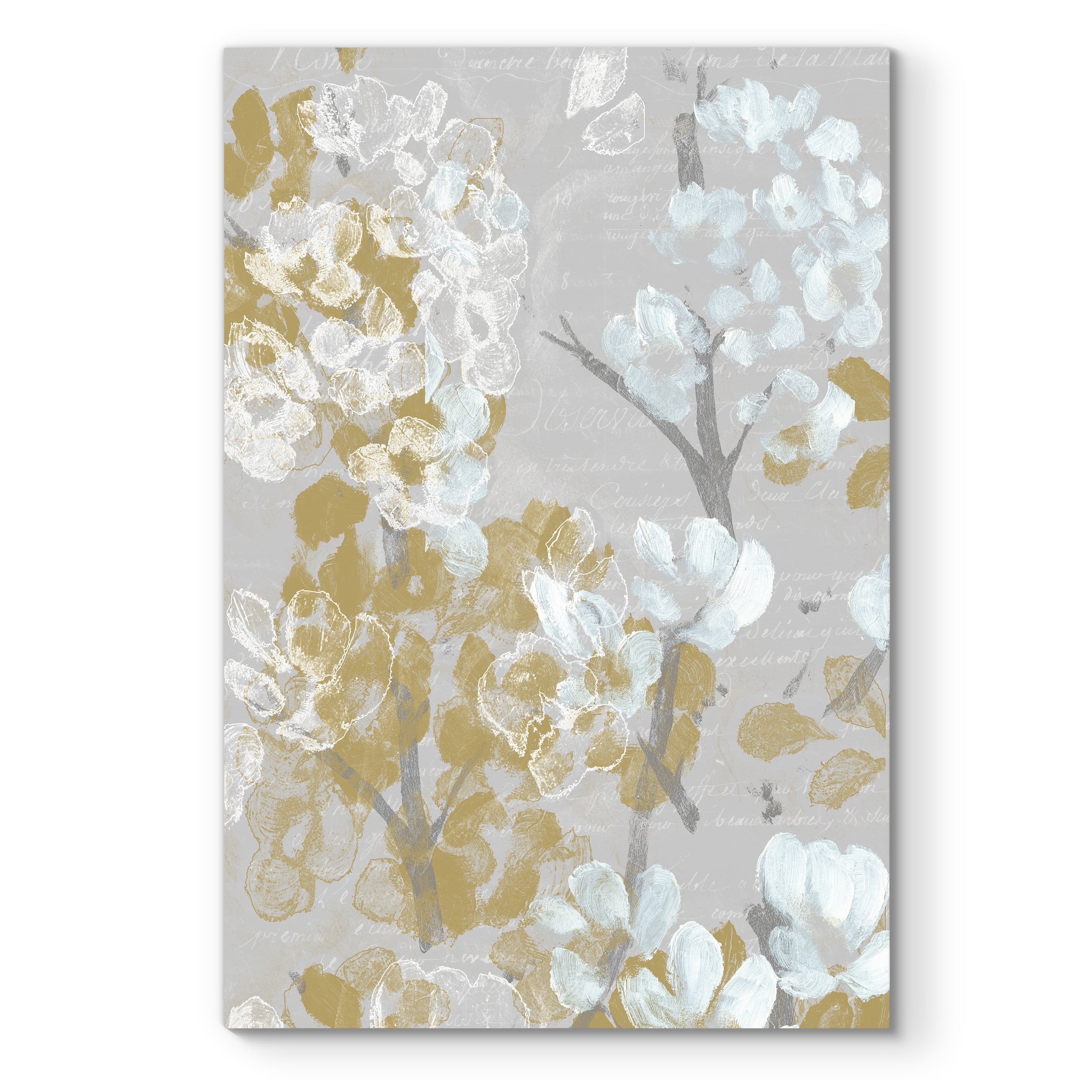Mustard On Grey Blooms Ii Premium Gallery Wrapped Canvas Ready To Hang