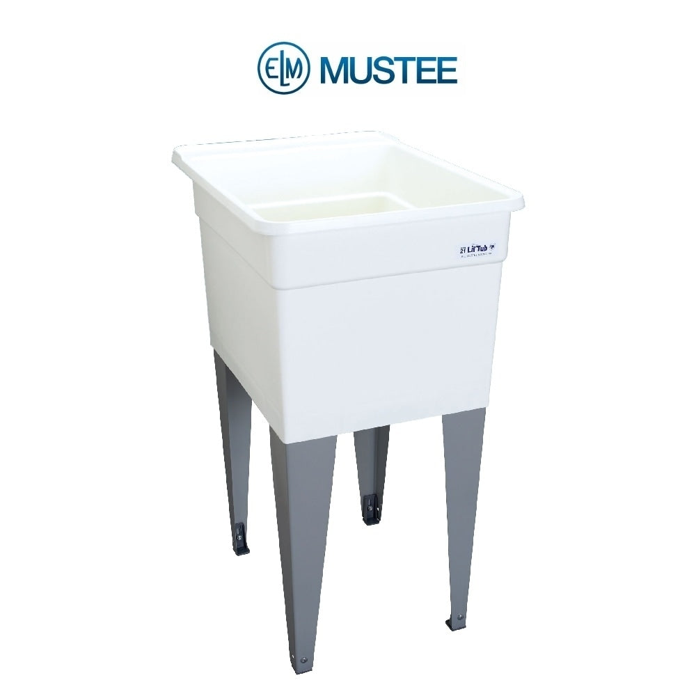 Mustee 18 In X 24 In 1 Basin White Freestanding Polypropylene Tub Utility Sink With Drain