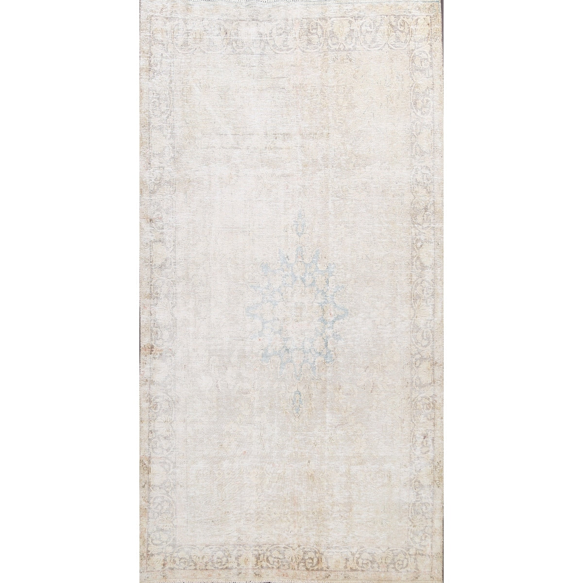 Muted Distressed Kerman Persian Area Rug Wool Hand Knotted Carpet 63 X 911