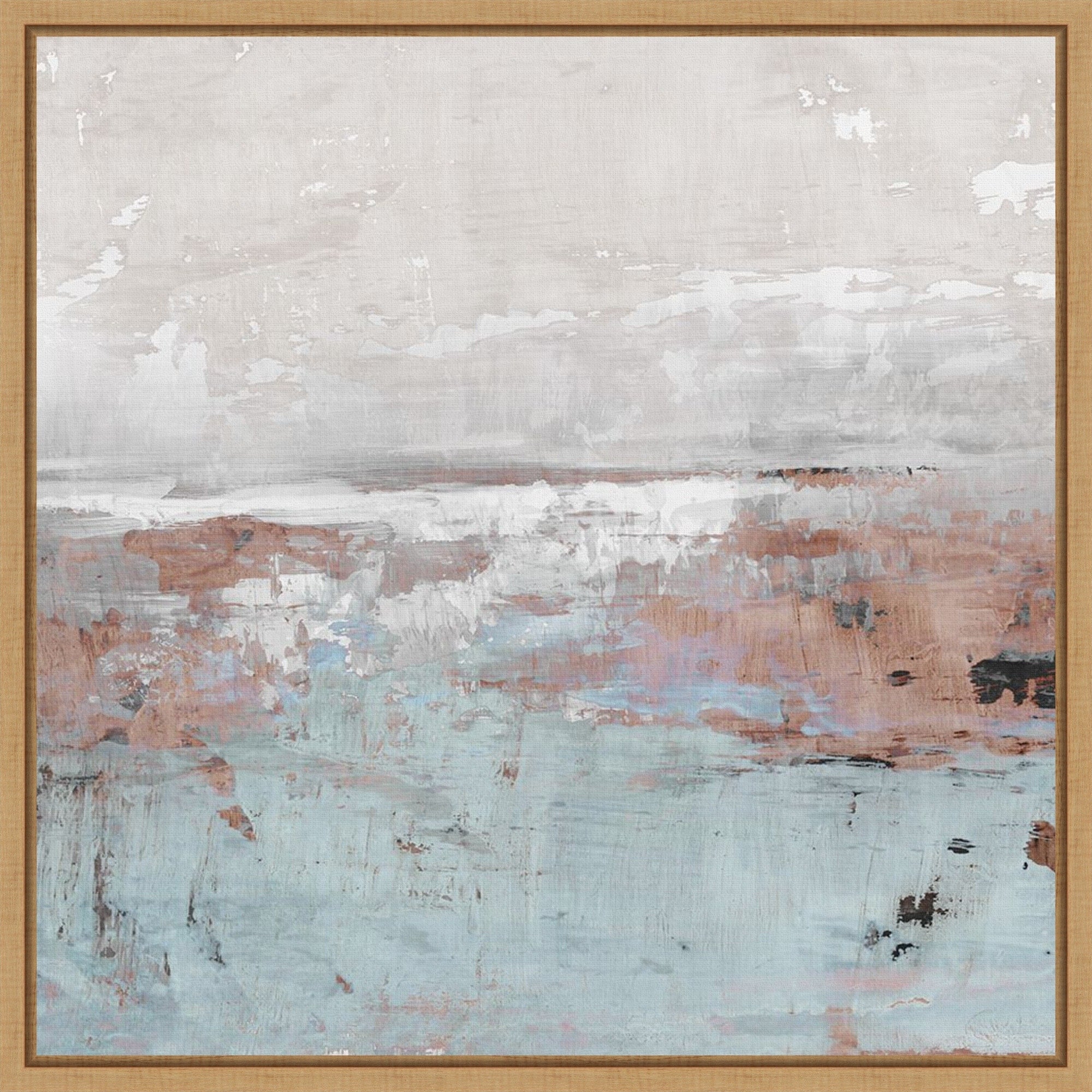 Muted Landscape In Blues By Emma Peal Framed Canvas Wall Art Print