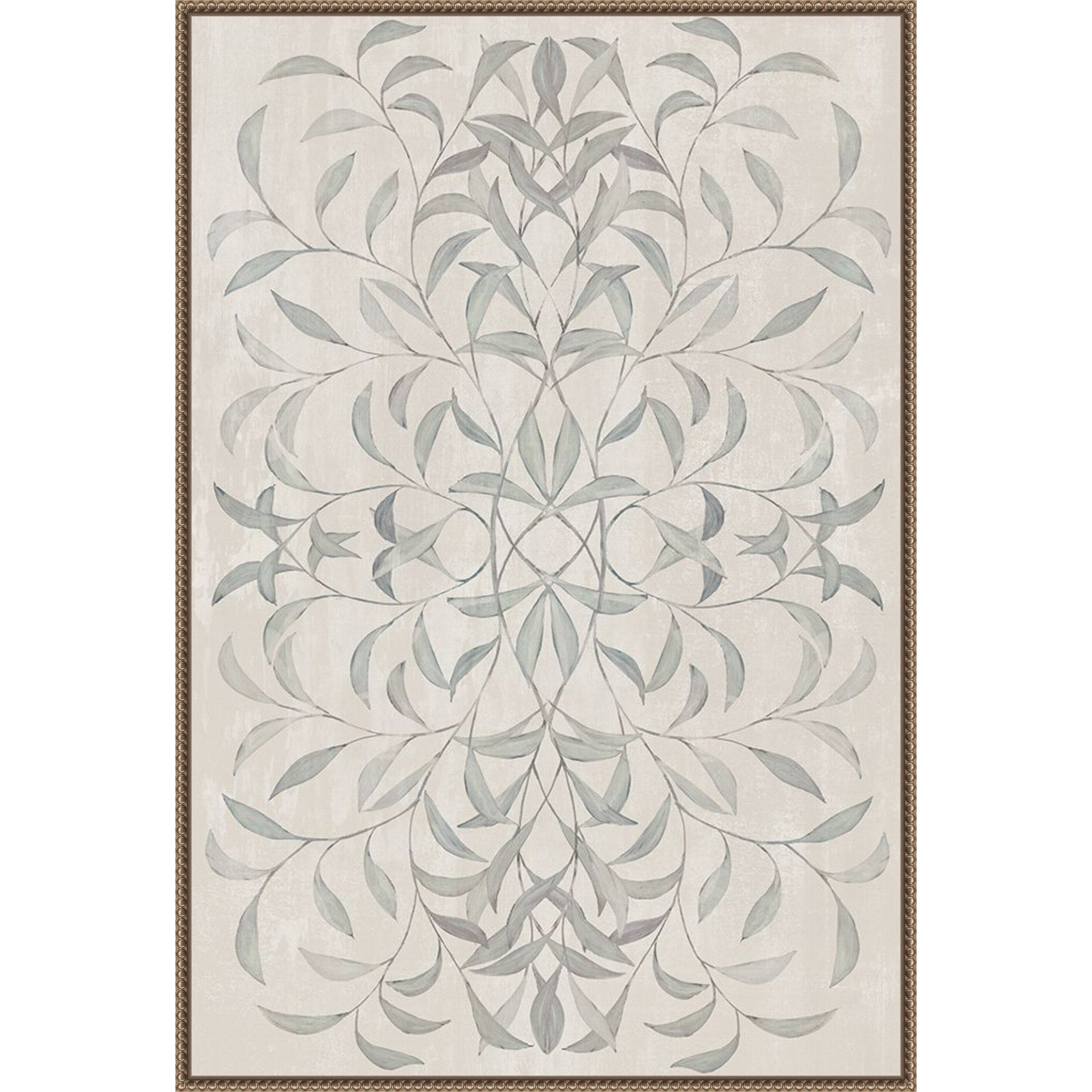 Muted Symmetry Of Leaf Patterns By Hannah Dawson 28 X 41 In. Framed Canvas Wall Art Print