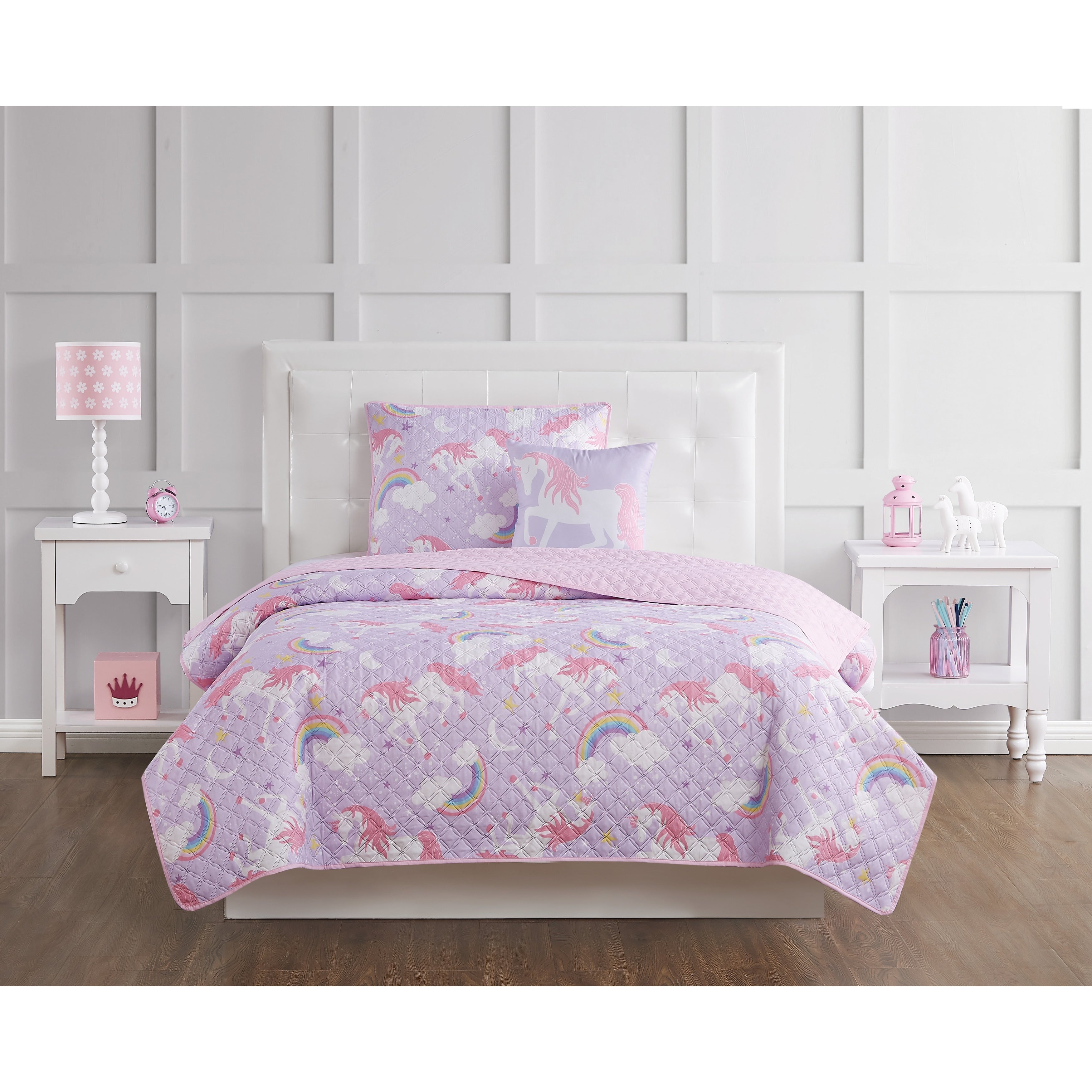 Porch Den Nahcotta Unicorn And Rainbow 4 Piece Quilt Set