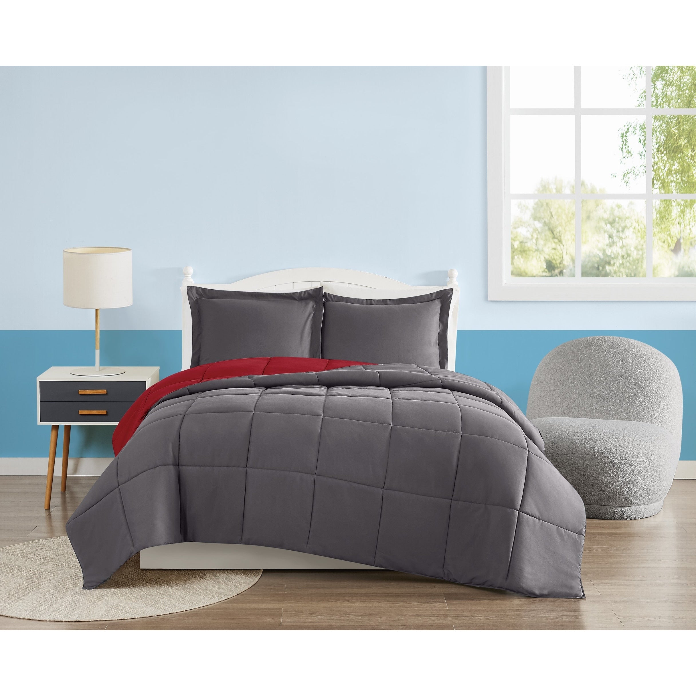 My World Solid Reversible 3 Piece Comforter Set