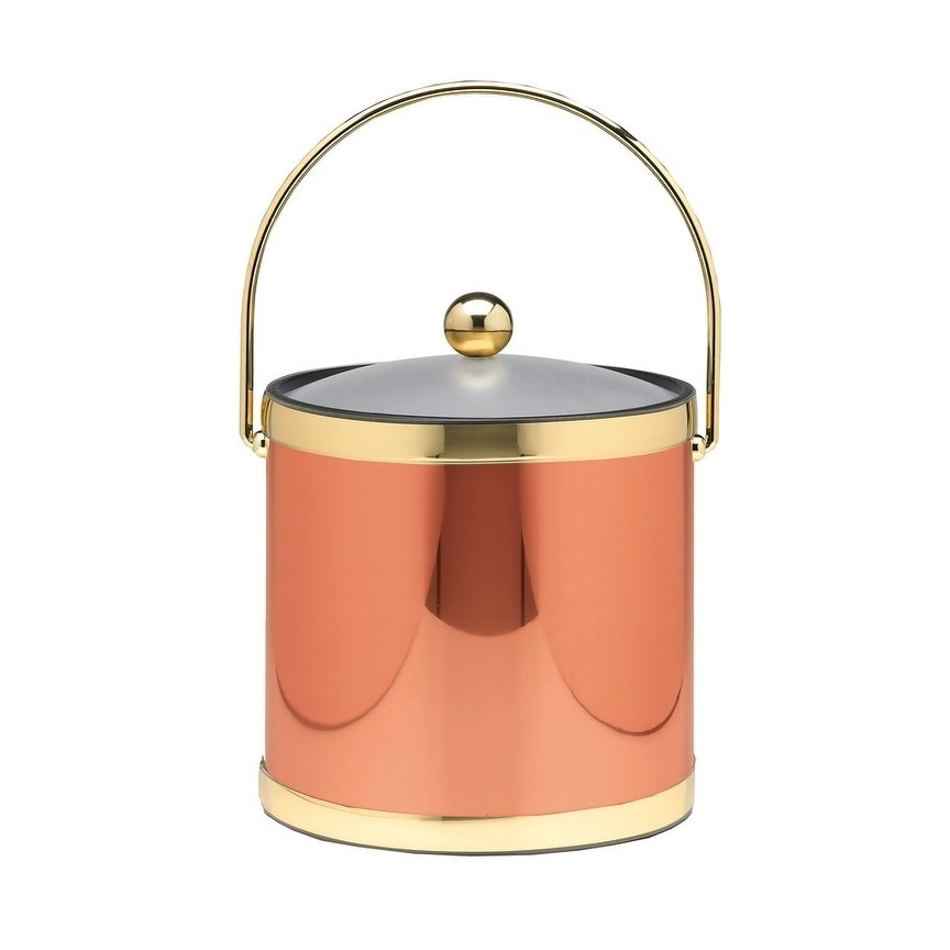 Mylar Polished Copper Brass 3 Qt Ice Bucket W Bale Handle Lucite Cover W Round Knob