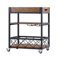 Myra Rustic Mobile Serving Cart With Wine Inserts And Removable Tray Top By Inspire Q Classic
