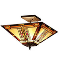 Chloe Tiffany Style Mission Design 2 Light Dark Antique Bronze Flush Mount