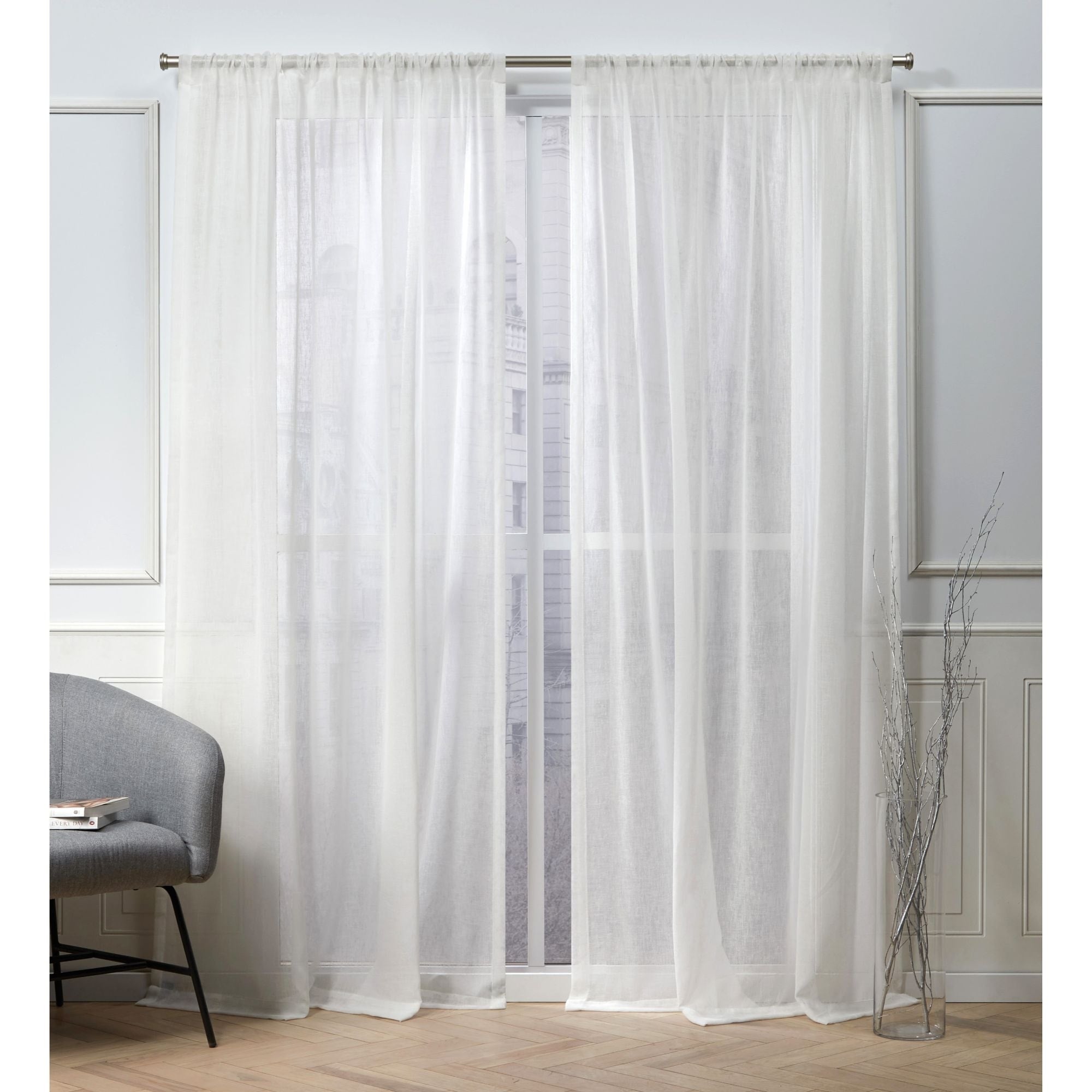 Nicole Miller New York Belfry Sheer Rod Pocket Top Curtain Panel Pair