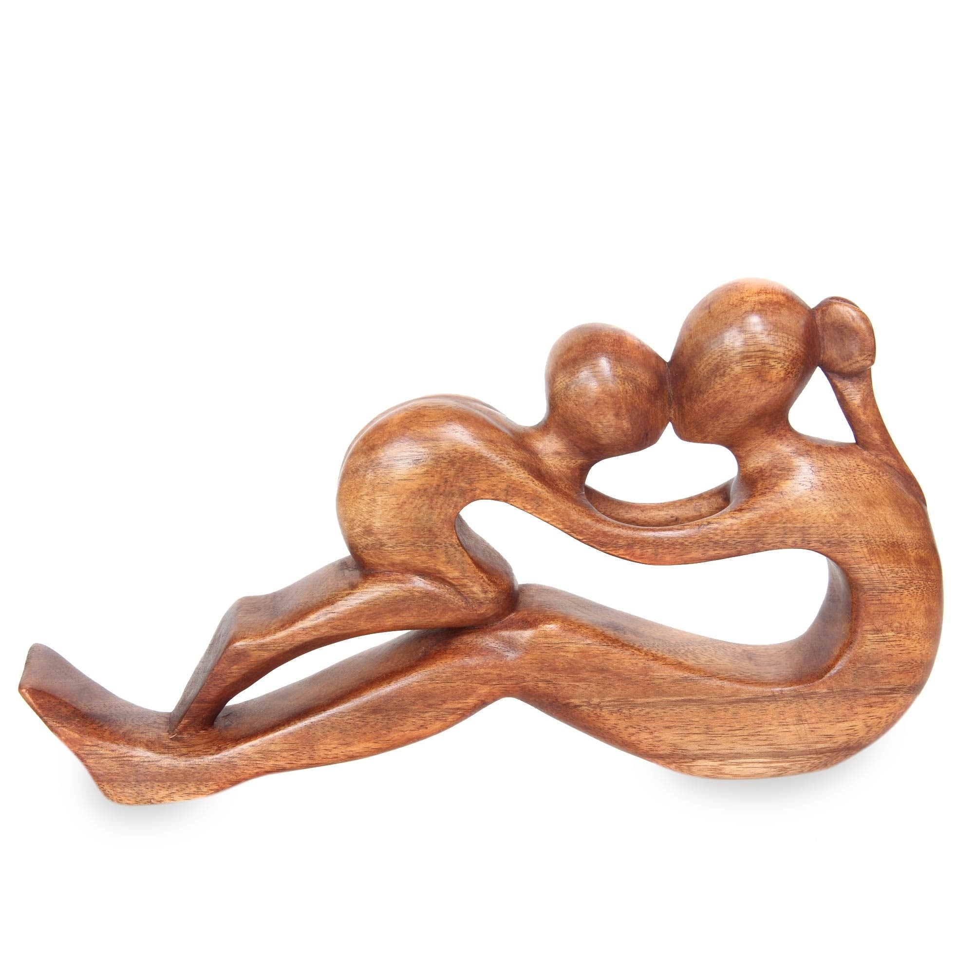 Endless Love Birthday Mothers Day Or Any Occasion Gift Hand Carved Brown Wood Mother And Child Art Work Sculpture Indonesia